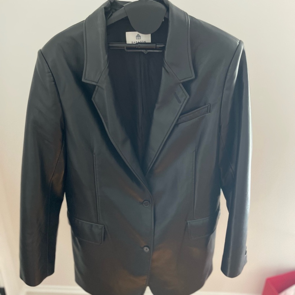 Aritzia Black Vegan Leather Blazer XL